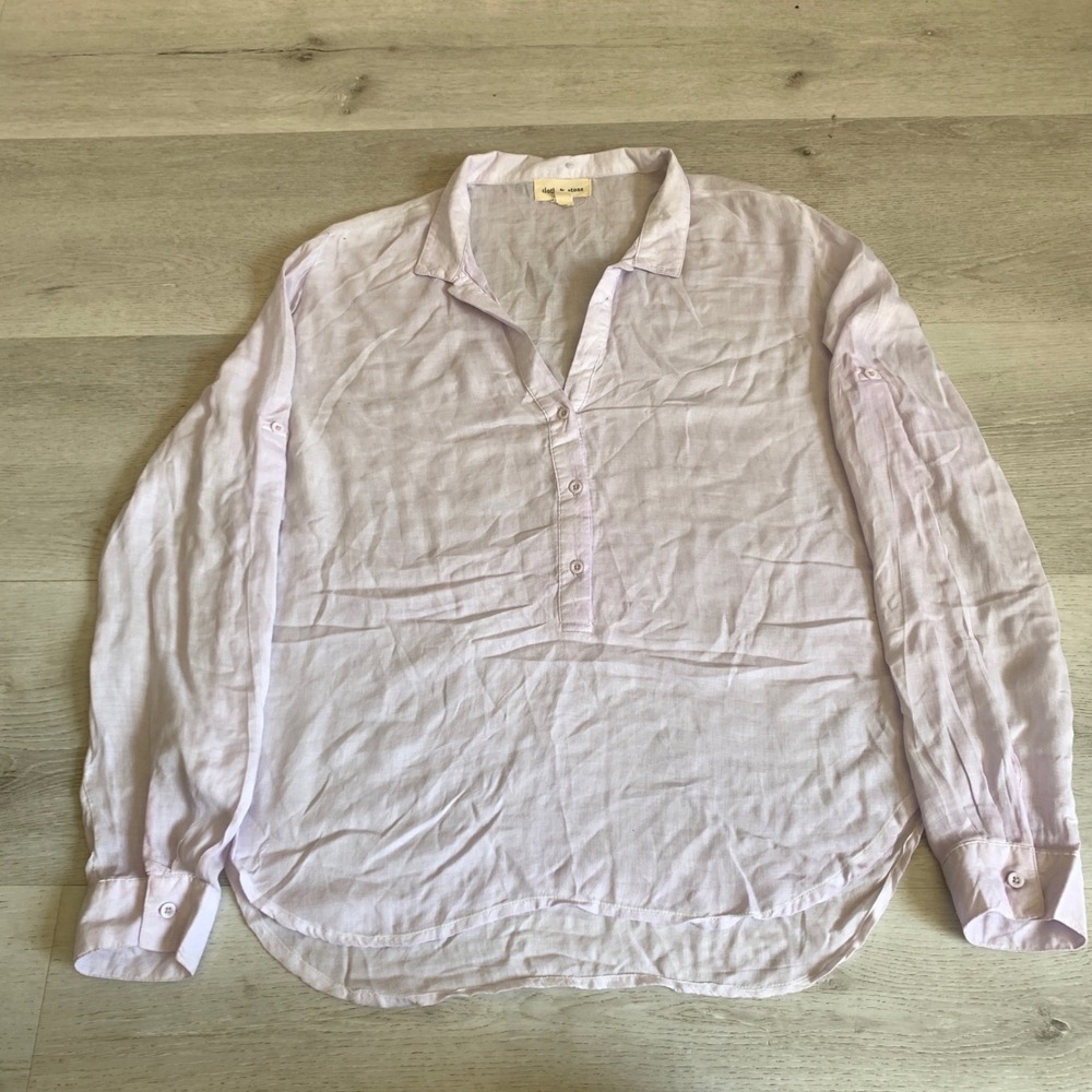 Cloth‎ & Stone Lavender Button Down Roll Tab Sleeve Shirt Womens Medium Lavender
